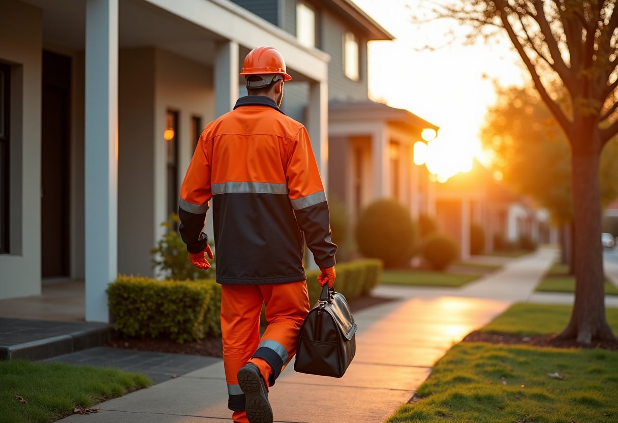 Locksmith arriving at a Sydney home at sunrise — Epping